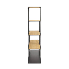 Minimalist Divider Bookshelf with Slats Oak & Black