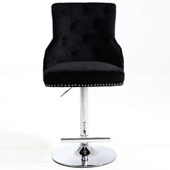 Minister Brushed Velvet Barstool In Black