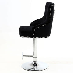 Minister Brushed Velvet Barstool In Black