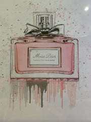 Miss Dior Bow Perfume Bottle Pink Wall Art Mirror Frame