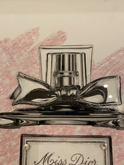 Miss Dior Pink Perfume Bottle Brushed Wall Art Mirror Frame