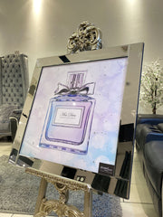 Miss Diva Perfume Bottle Bow Lilac Wall Art Mirror Frame