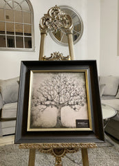 Money Tree Silver Wall Art Alpha Black Frame 55Cm X 55Cm