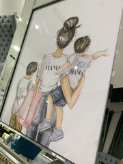 Mother And Sons Casual Wall Art Mirror Frame