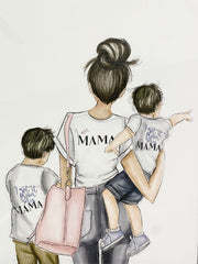 Mother And Sons Casual Wall Art Mirror Frame