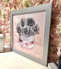 Mothers Day Grey Roses Glitter Pink Wall Art Silver Frame Home Luxe Interior