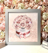 Mothers Day Pink Roses Glitter Pink Wall Art Silver Frame – Home Luxe Interior