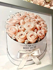 Mothers Day Pink Roses Hat Box Wall Art Silver Frame Home Luxe Interior