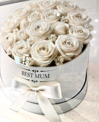Mothers Day White Roses Hat Box Wall Art White Frame Home Luxe Interior