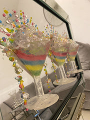 Multicolor Set Of 3 Cocktail Glasses With Mirror Wall Art Frame