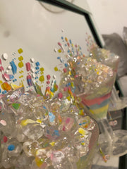 Multicolor Set Of 3 Cocktail Glasses With Mirror Wall Art Frame