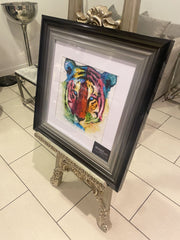 Multicolor Tiger Stripe Wall Art Black Step Frame