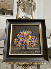 Multicolour Blossom Tree Wall Art Alpha Black Frame 55Cm X 55Cm