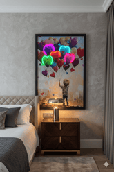 Multicolour Heart Balloons Neon LED Wall Art - Kids Room Decor 40x60cm USB - Home Luxe Interior