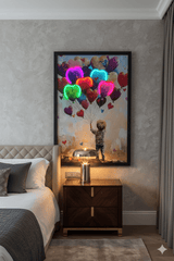 Multicolour Heart Balloons Neon LED Wall Art - Kids Room Decor 40x60cm USB - Home Luxe Interior