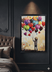 Multicolour Heart Balloons Neon LED Wall Art - Kids Room Decor 40x60cm USB - Home Luxe Interior