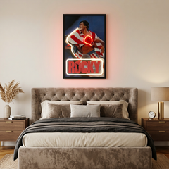 Rocky Neon LED Wall Art Picture USB Powered Boxing Canvas Decor UK