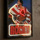Rocky Neon LED Wall Art Picture USB Powered Boxing Canvas Decor UK