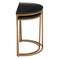 Nest of Two Varana Black Marble Top Tables - Home Luxe Interior