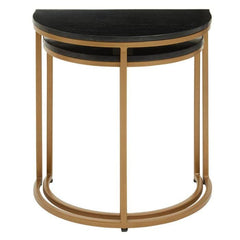 Nest of Two Varana Black Marble Top Tables - Home Luxe Interior