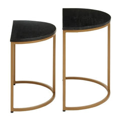 Nest of Two Varana Black Marble Top Tables - Home Luxe Interior