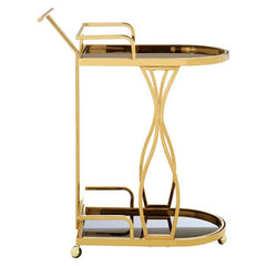 Novo 2 Tier Gold and Wavy Design Trolley Home Luxe Interior