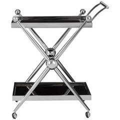 Novo 2 Tier Silver and Cross Design Trolley Home Luxe Interior