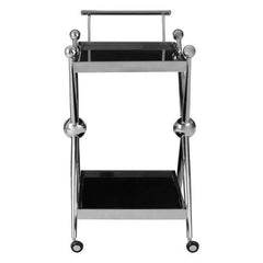 Novo 2 Tier Silver and Cross Design Trolley Home Luxe Interior