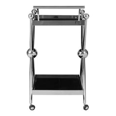 Novo 2 Tier Silver and Cross Design Trolley Home Luxe Interior