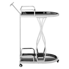Novo 2 Tier Silver Wavy Design Trolley Home Luxe Interior