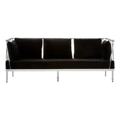 Novo 3 Seater Silver Finish Tapered Arms Sofa
