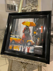 Ny Lady Umbrella Wall Art Black Frame 55Cm X 55Cm