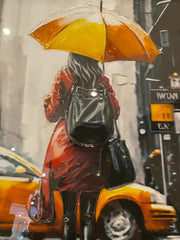 Ny Lady Umbrella Wall Art Black Frame 55Cm X 55Cm