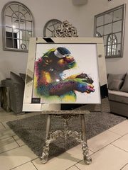 Orangutan Digital View Multicolor Wall Art Mirror Frame 85Cm X 85Cm