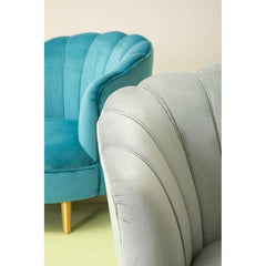 Orlina Blue Velvet Chair With Gold Wood Legs - Home Luxe Interior