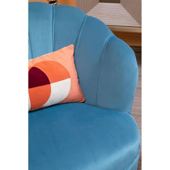Orlina Blue Velvet Chair With Gold Wood Legs - Home Luxe Interior