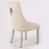 Pair Of Minister Brushed Velvet Dining Chair With Lion Knocker Mink