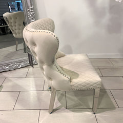 Pair Of Valencia Brushed Velvet Dining Chair With Lion Knocker Mink