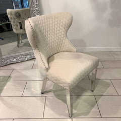 Pair Of Valencia Brushed Velvet Dining Chair With Lion Knocker Mink