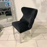 Pair Of Valencia Velvet Dining Chair With Lion Knocker Black