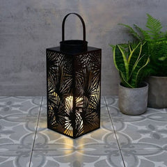 Palm House Tall Solar Metal Lantern - Warm White – Home Luxe Interior