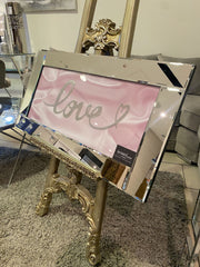 Pink Love Font Wall Art Mirror Frame