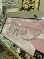 Pink Love Font Wall Art Mirror Frame