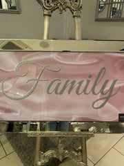 Pink Silk Family Silver Glitter Wall Art 115Cm X 65Cm
