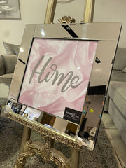 Pink Silk Home Font Wall Art Mirror Frame