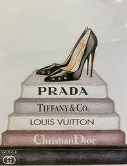 Prada Shoes Bookstack Wall Art Mirror Frame