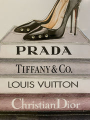 Prada Shoes Bookstack Wall Art Mirror Frame