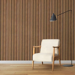 Premium Natural Oak Acoustic Slat Wall Panel by Home Luxe Interior