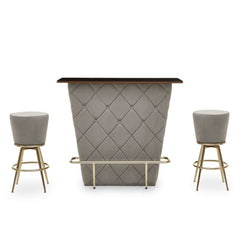 Preston Bar And Grey Velvet Stools Set