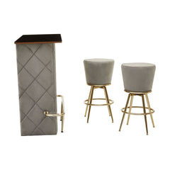 Preston Bar And Grey Velvet Stools Set